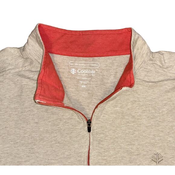 Coolibar Men's Shirt 1/4 Quarter Zip XXL UPF 50+ Sun Protection 2XL Pullover EUC - Picture 4 of 9